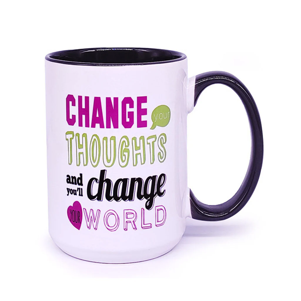 CHANGE THOUGHTS CHANGE WORLD Ceramic Mug In Gift Box - With Free Gift Wrap - Image 4