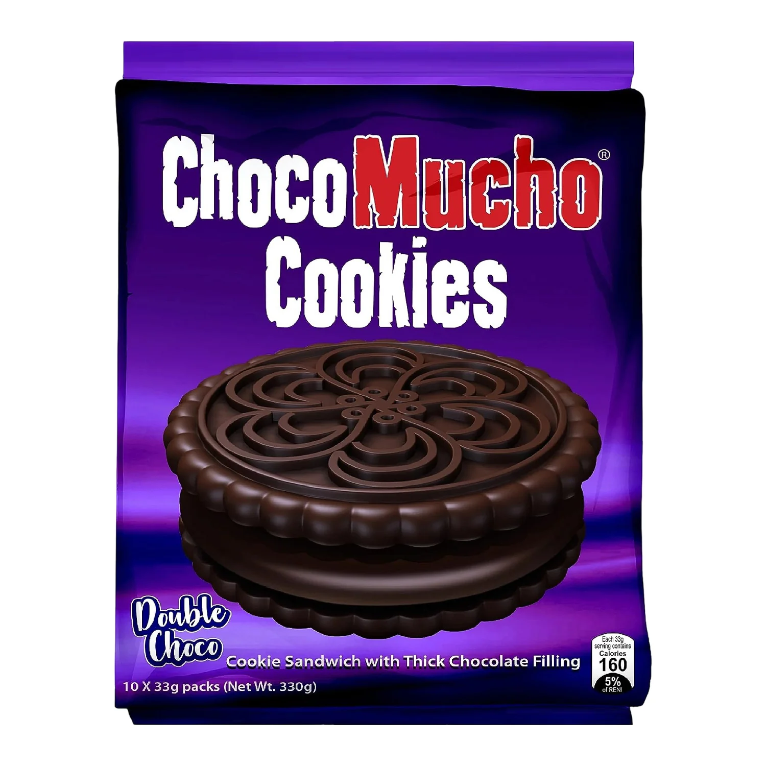 Choco Mucho Cookies Sandwich Double Choco - 10 × 33g - Image 2