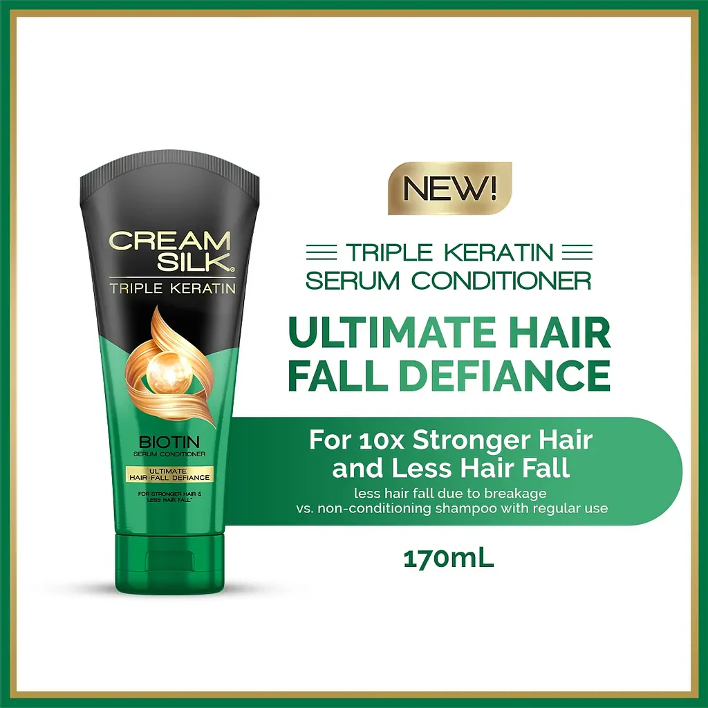 Cream Silk Triple Keratin Biotin Serum Conditioner – Ultimate Hair Fall Defiance (170ml) - Image 2