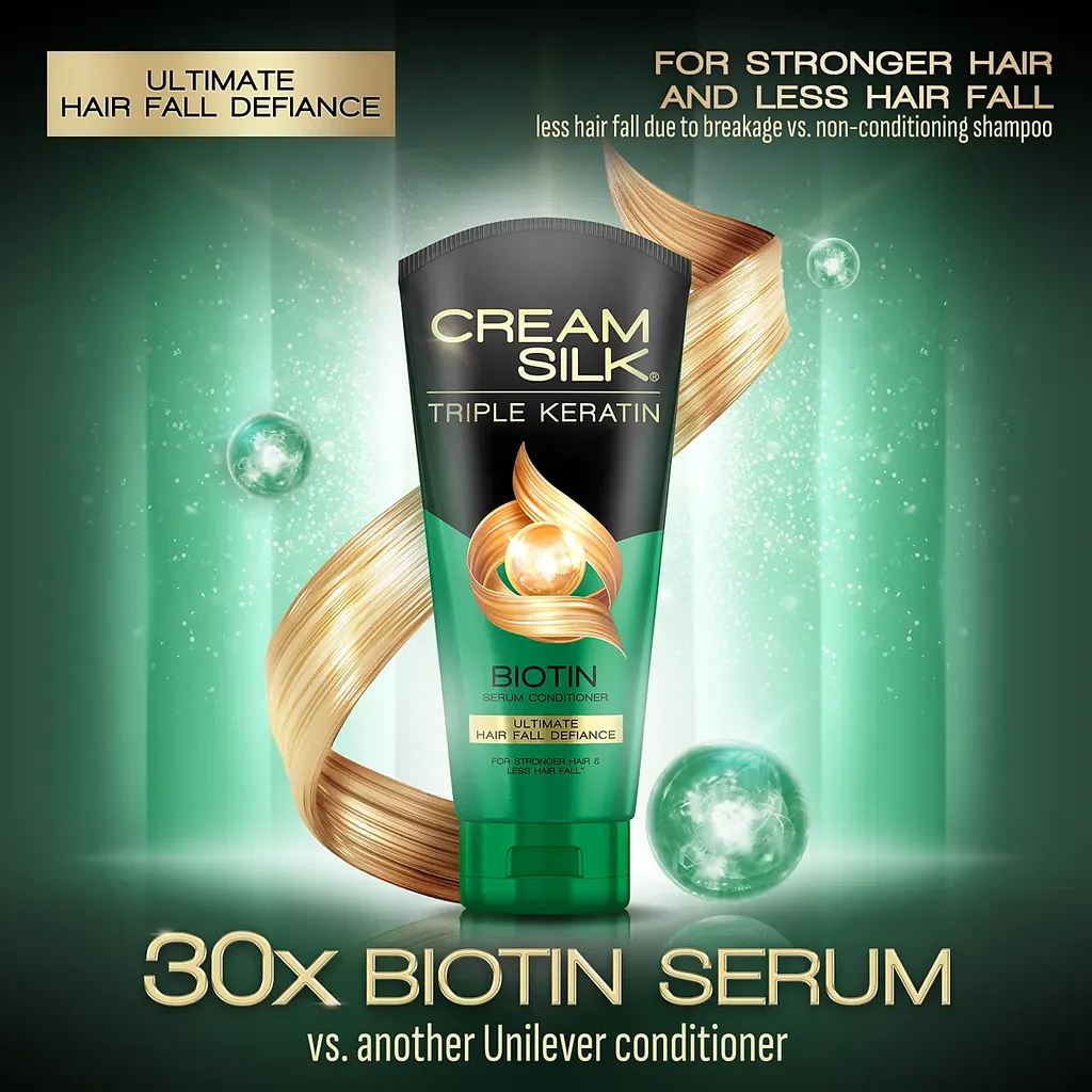 Cream Silk Triple Keratin Biotin Serum Conditioner – Ultimate Hair Fall Defiance (170ml) - Image 3