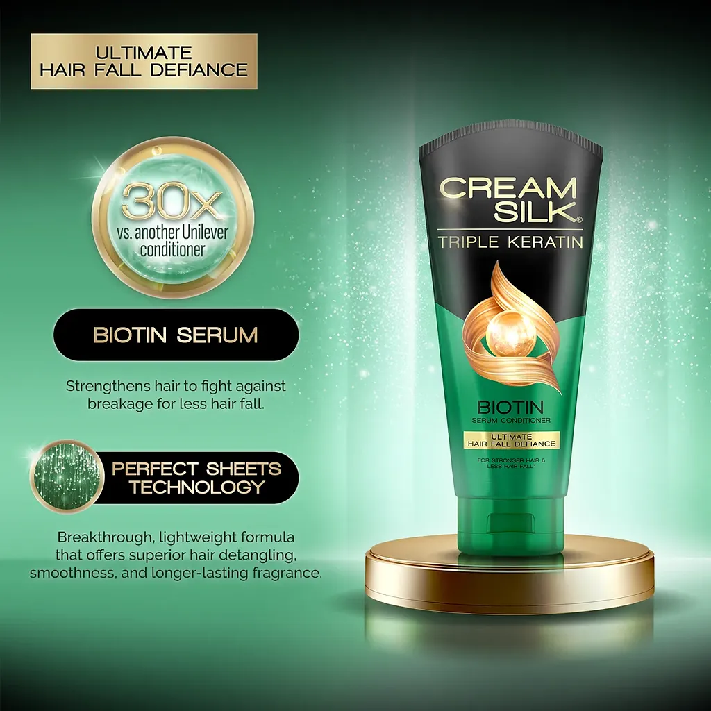 Cream Silk Triple Keratin Biotin Serum Conditioner – Ultimate Hair Fall Defiance (170ml) - Image 6