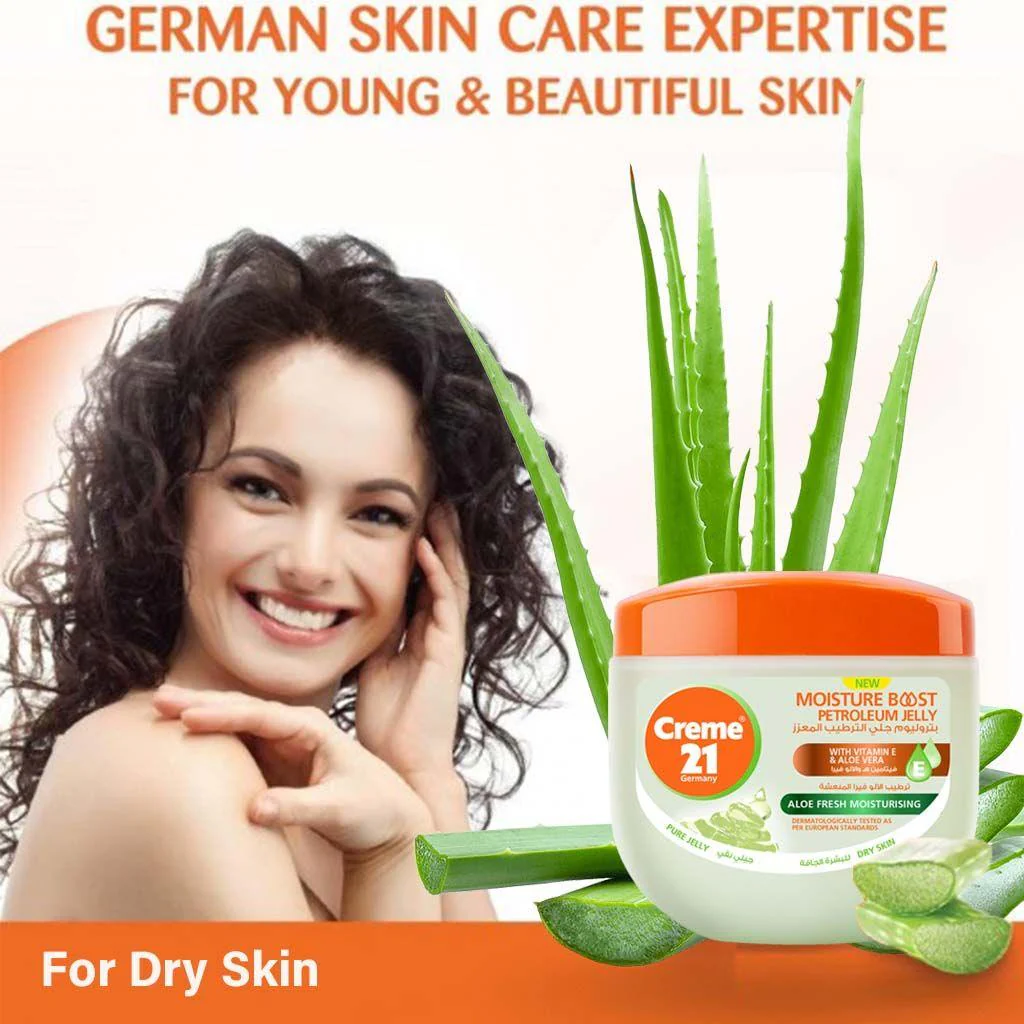 Creme 21 Aloe Fresh Moisturizing Petroleum Jelly For Dry Skin 300ml - Image 3
