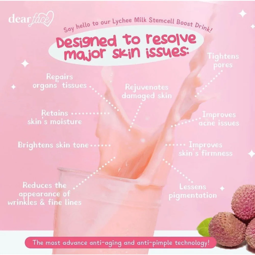 Dear Face Beauty Milk Premium Japanese Lychee Drink - 180g - Image 2