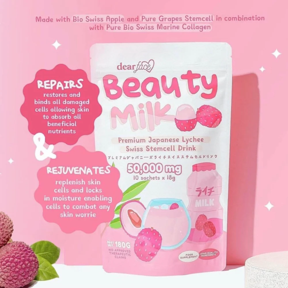 Dear Face Beauty Milk Premium Japanese Lychee Drink - 180g - Image 3