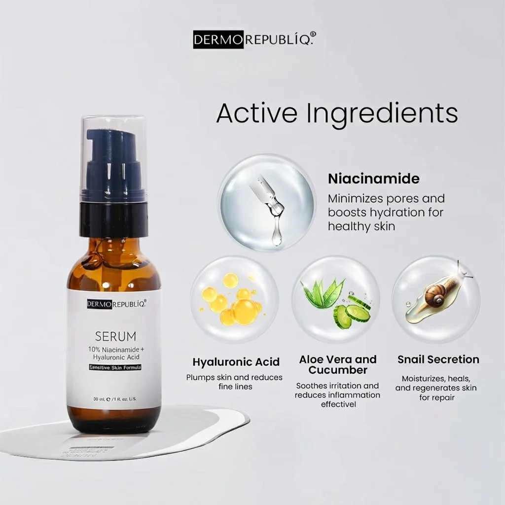 Dermo Republiq 10% Niacinamide + Hyaluronic Acid Serum – 30ml - Image 3