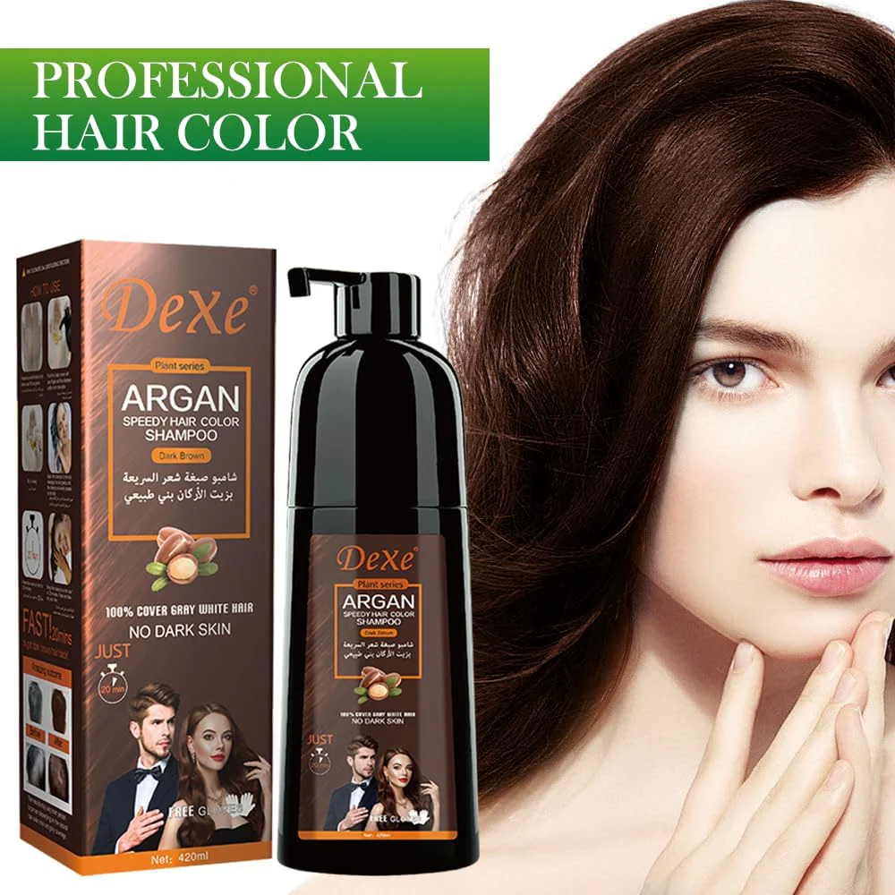 Dexe Dark Brown Argan Speedy Hair Color Shampoo - 420ml - Image 8
