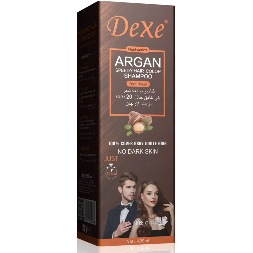 Dexe Dark Brown Argan Speedy Hair Color Shampoo - 420ml - Image 9