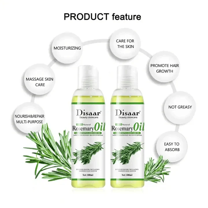 Disaar 100% Natural Rosemary Hair Growth & Skin Care Oil – 6 Pack Combo (100ml each) - Image 4