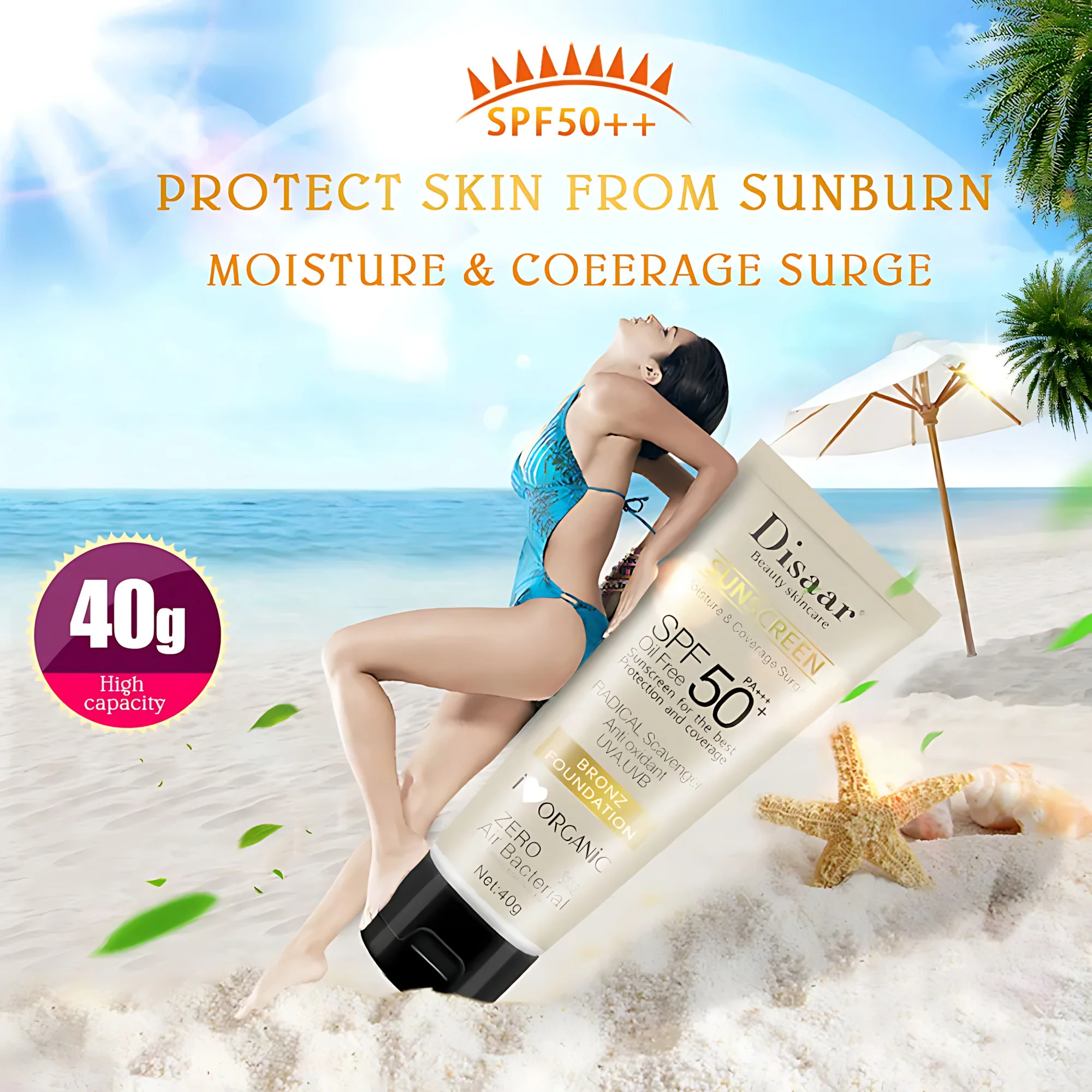 Disaar Beauty Skincare Sunscreen Bronzing Foundation SPF 50+ PA+++ – 40g - Image 3