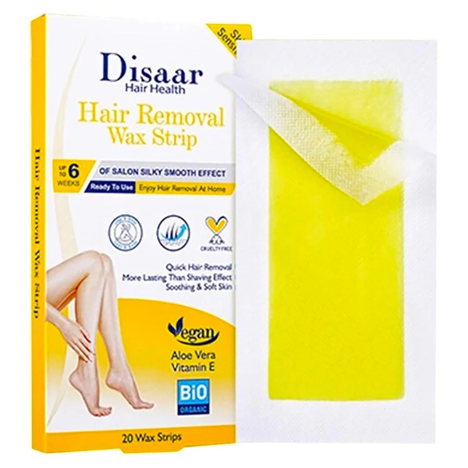 Disaar Hair Removal Wax Strips (Sensitive Skin Aloe Vera + Vitamin E) – 20Pcs - Image 7
