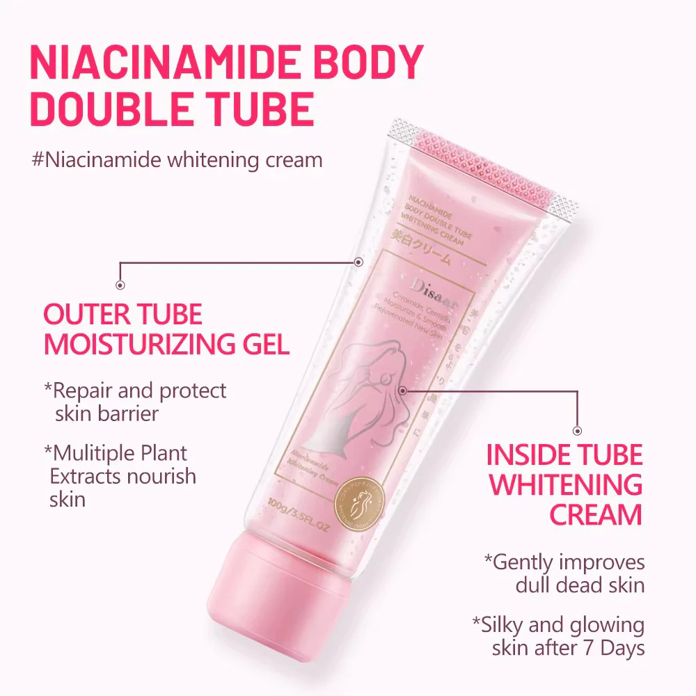 Disaar Niacinamide Body Double Tube Whitening Cream – 100g - Image 3