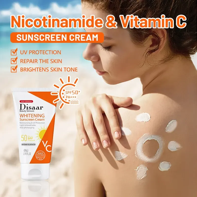 Disaar Nicotinamide & Vitamin C Whitening Sunscreen Cream SPF50 PA+++ - 80g - Image 2