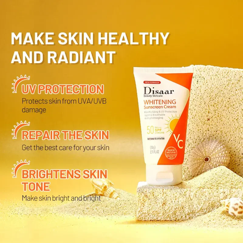 Disaar Nicotinamide & Vitamin C Whitening Sunscreen Cream SPF50 PA+++ - 80g - Image 3