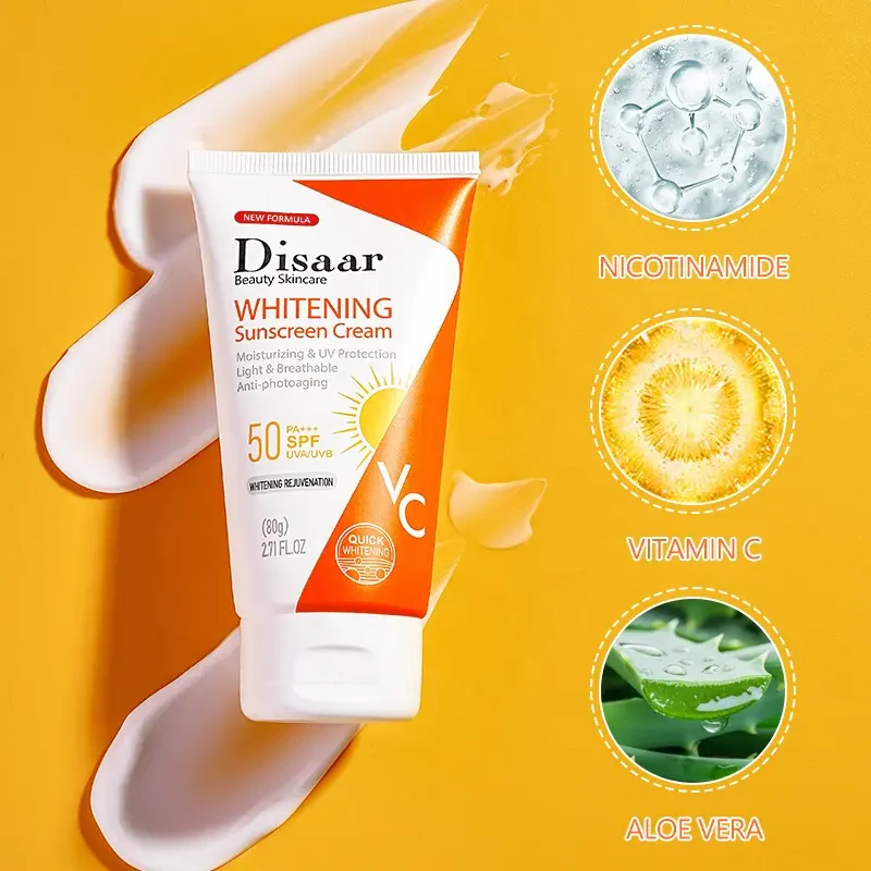 Disaar Nicotinamide & Vitamin C Whitening Sunscreen Cream SPF50 PA+++ - 80g - Image 5