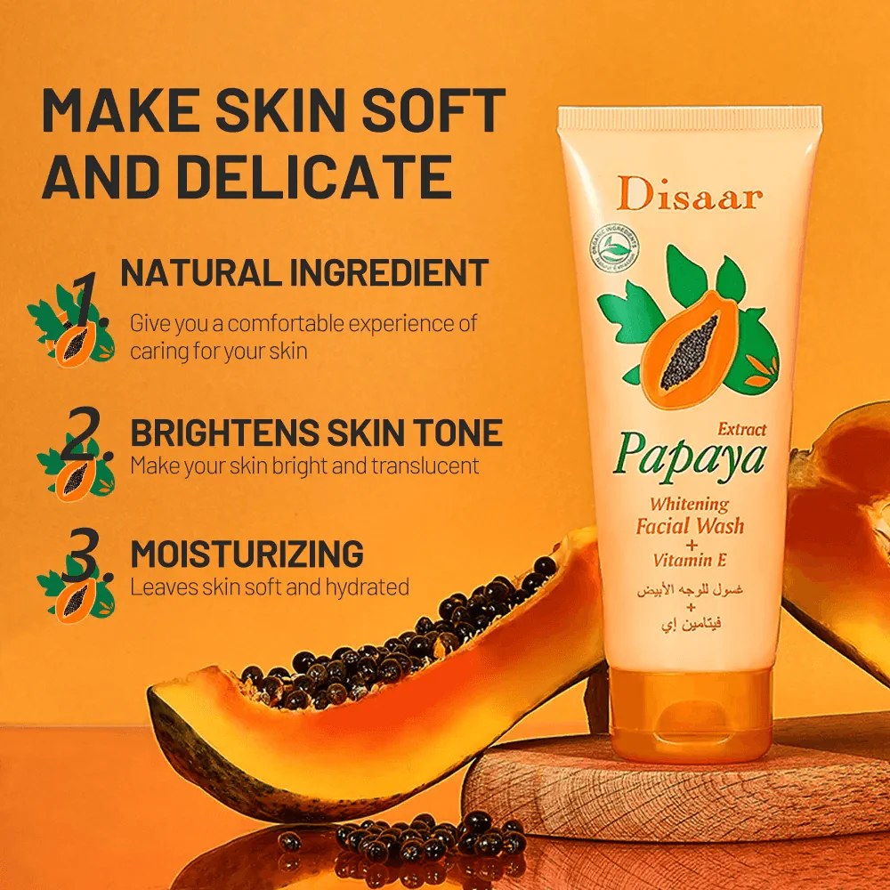 Disaar Papaya Extract Vitamin E Brightening  Facial Wash - 100g - Image 3
