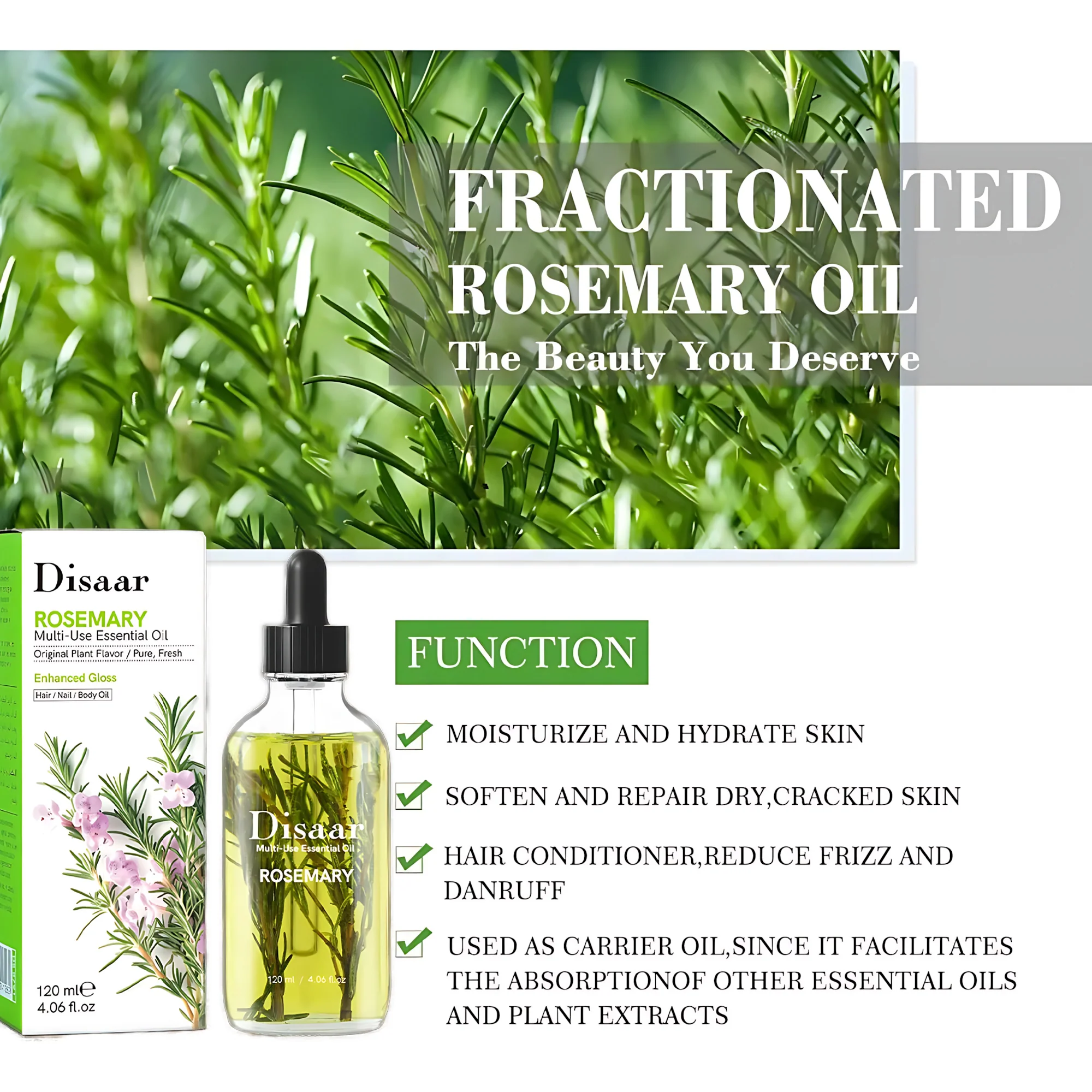 Disaar Rosemary Multi-Use Essential Oil – 120ml - Image 3