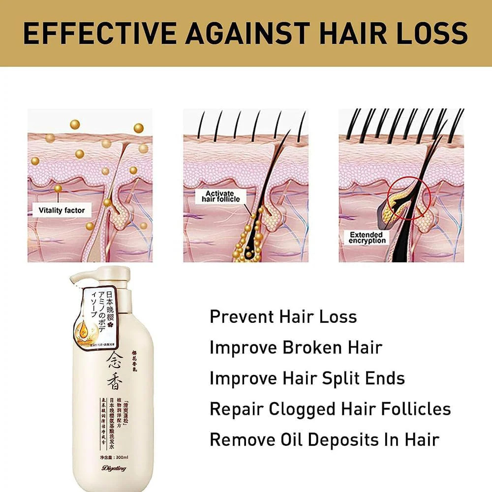 Diyating Hair Growth Sakura Japanese Shampoo & Conditioner Set - 300ml × 2Pcs - Image 11