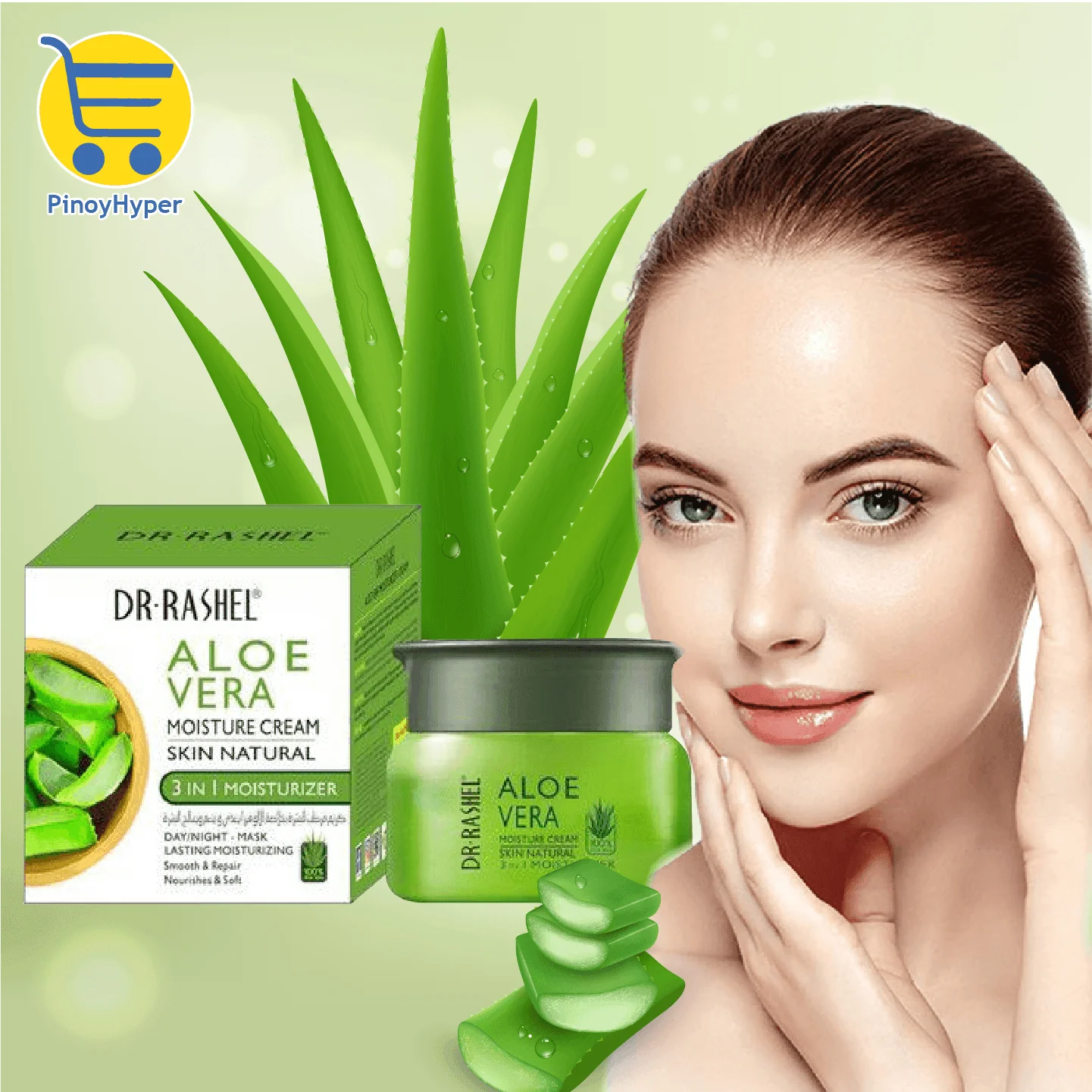 DR RASHEL Aloe Vera Skin Lightening Moisturizer Facial Cream 3 in 1 Moisturisor Face Cream