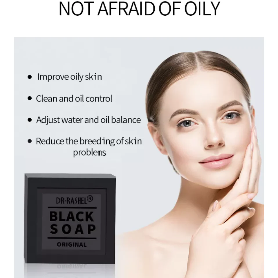 Dr.Rashel Black Soap Collagen & Charcoals Deep Cleansing - 100g - Image 3