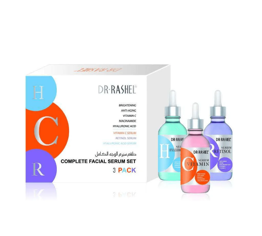 Dr. Rashel Complete Facial Serum Set – Pack of 3 (Vitamin C, Retinol & Hyaluronic Acid) – 30ml Each