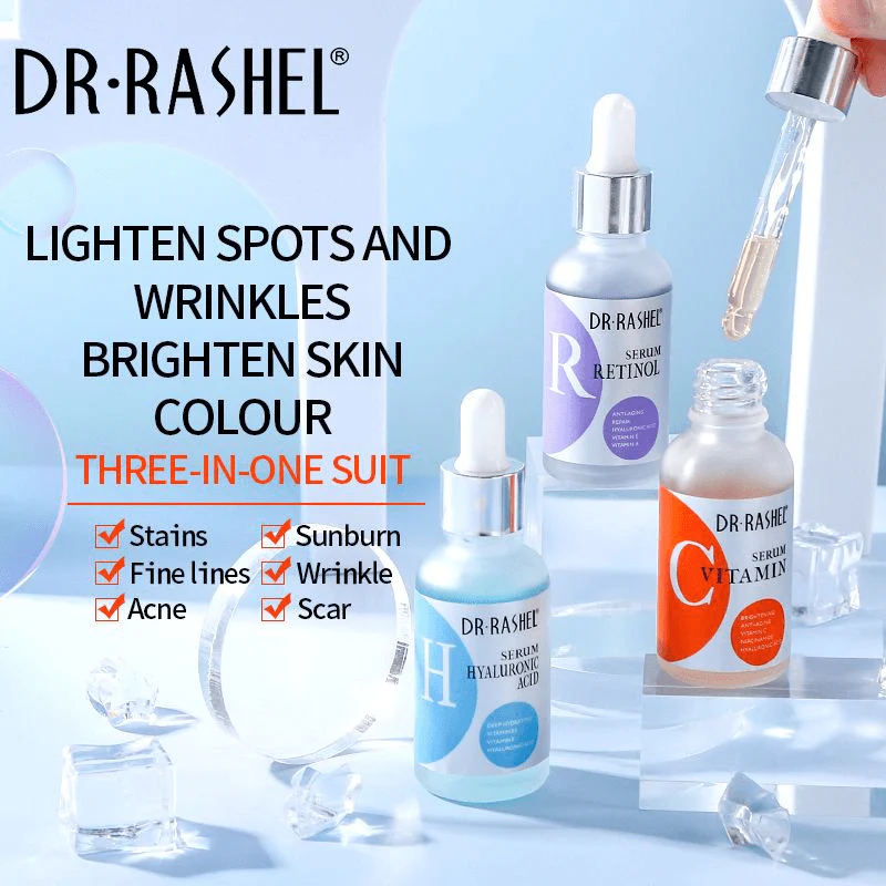 Dr. Rashel Complete Facial Serum Set – Pack of 3 (Vitamin C, Retinol & Hyaluronic Acid) – 30ml Each - Image 4