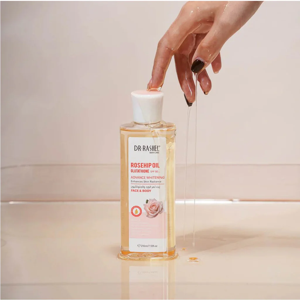 Dr. Rashel Rosehip Oil Glutathione SPF 50 Advance Whitening Face & Body- 210ml - Image 4