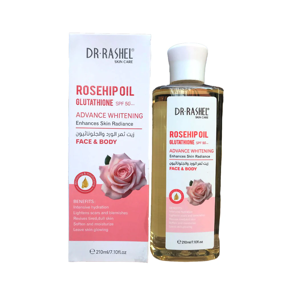 Dr. Rashel Rosehip Oil Glutathione SPF 50 Advance Whitening Face & Body- 210ml - Image 5