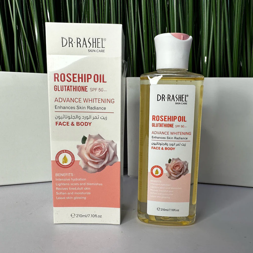 Dr. Rashel Rosehip Oil Glutathione SPF 50 Advance Whitening Face & Body- 210ml - Image 6