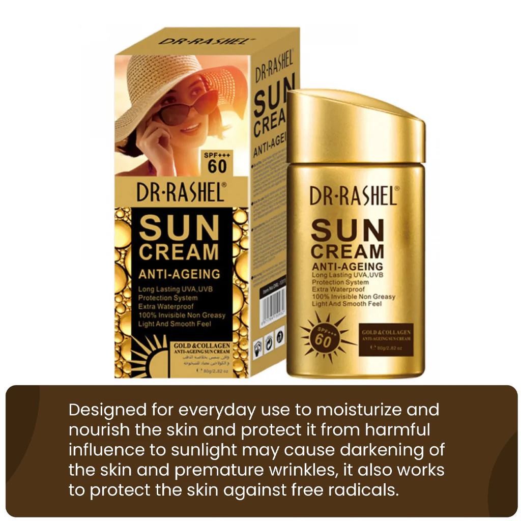 Dr. Rashel Sun Cream Anti-Aging SPF 60+++ with Gold & Collagen – 80gm - Image 7