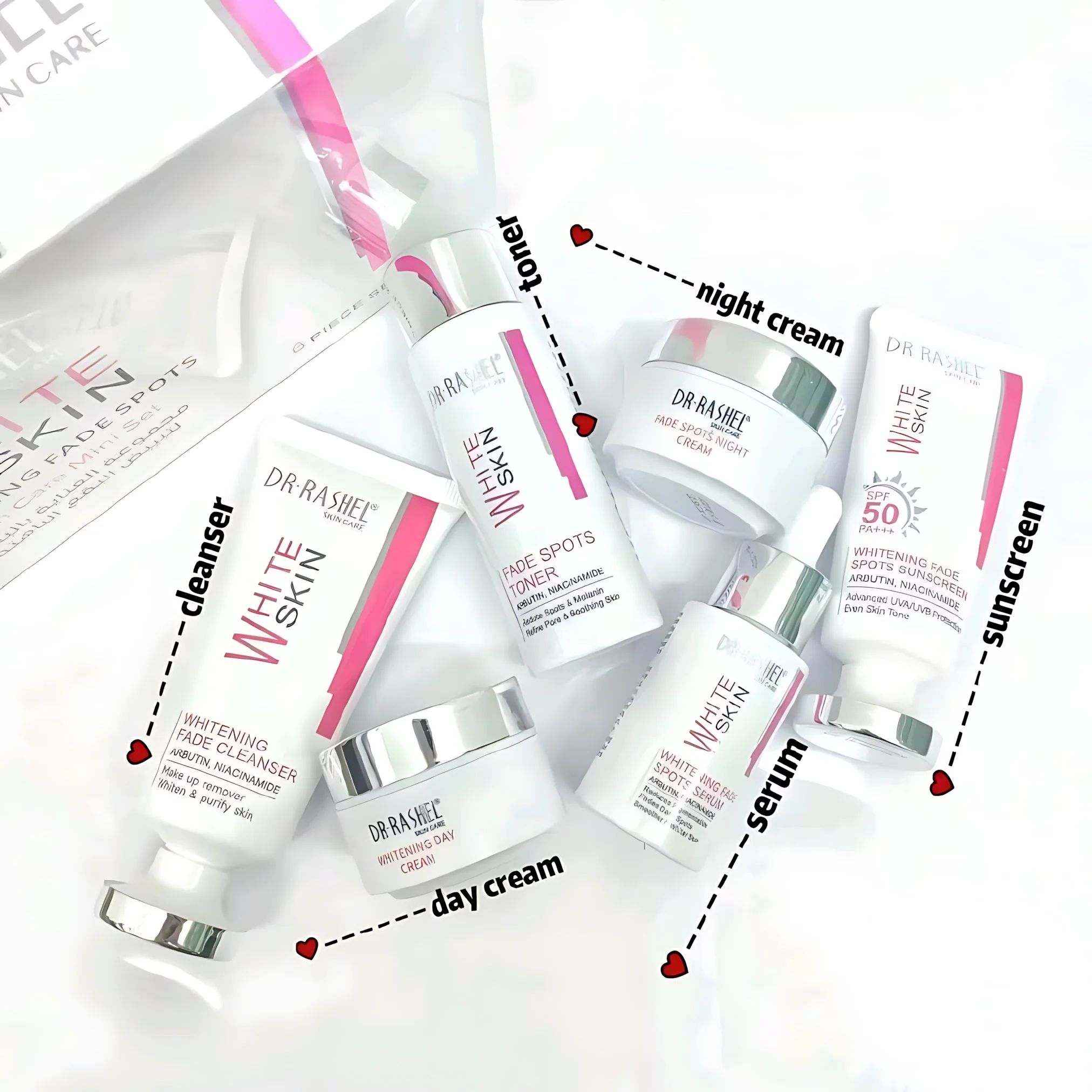 Dr. Rashel Whitening Fade Spots Skin Care Mini Set of 6 – Brightening & Dark Spot Care - Image 3