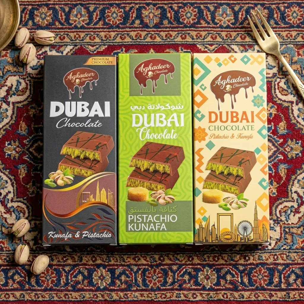 Kunafa Dubai Chocolate Bars 1pc  100g – Aghadeer - Image 2