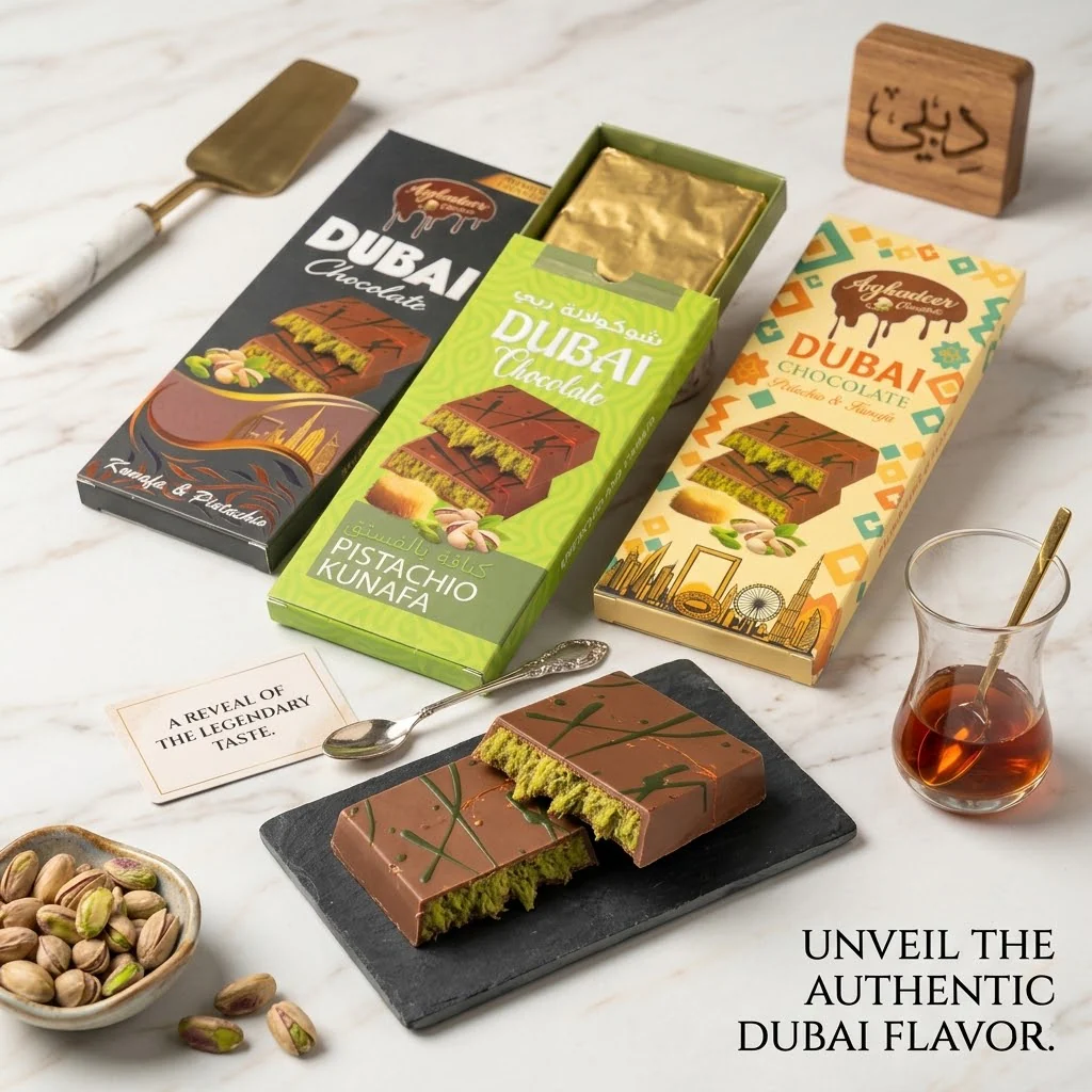 Kunafa Dubai Chocolate Bars 1pc  100g – Aghadeer - Image 3