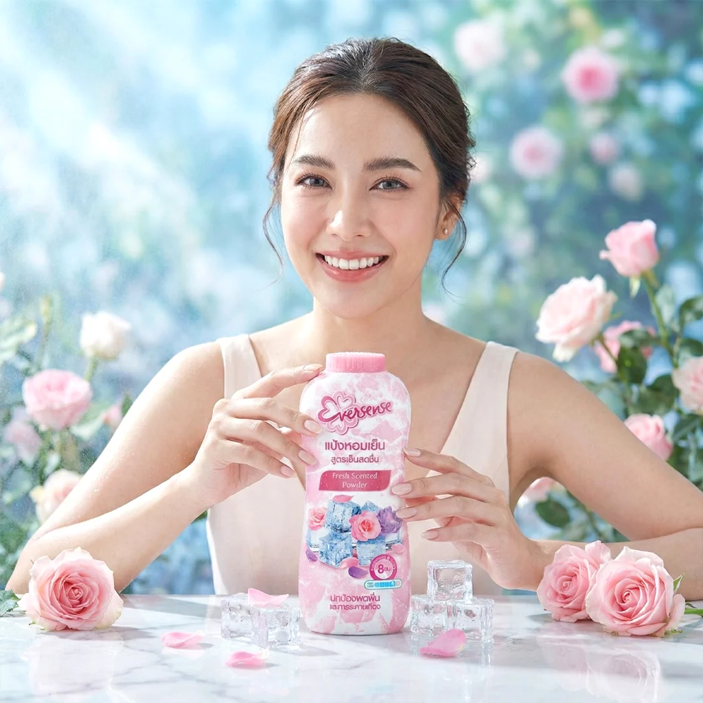 Eversense Fresh Scented Cooling Talc Powder (Pink) - 280g - Image 2
