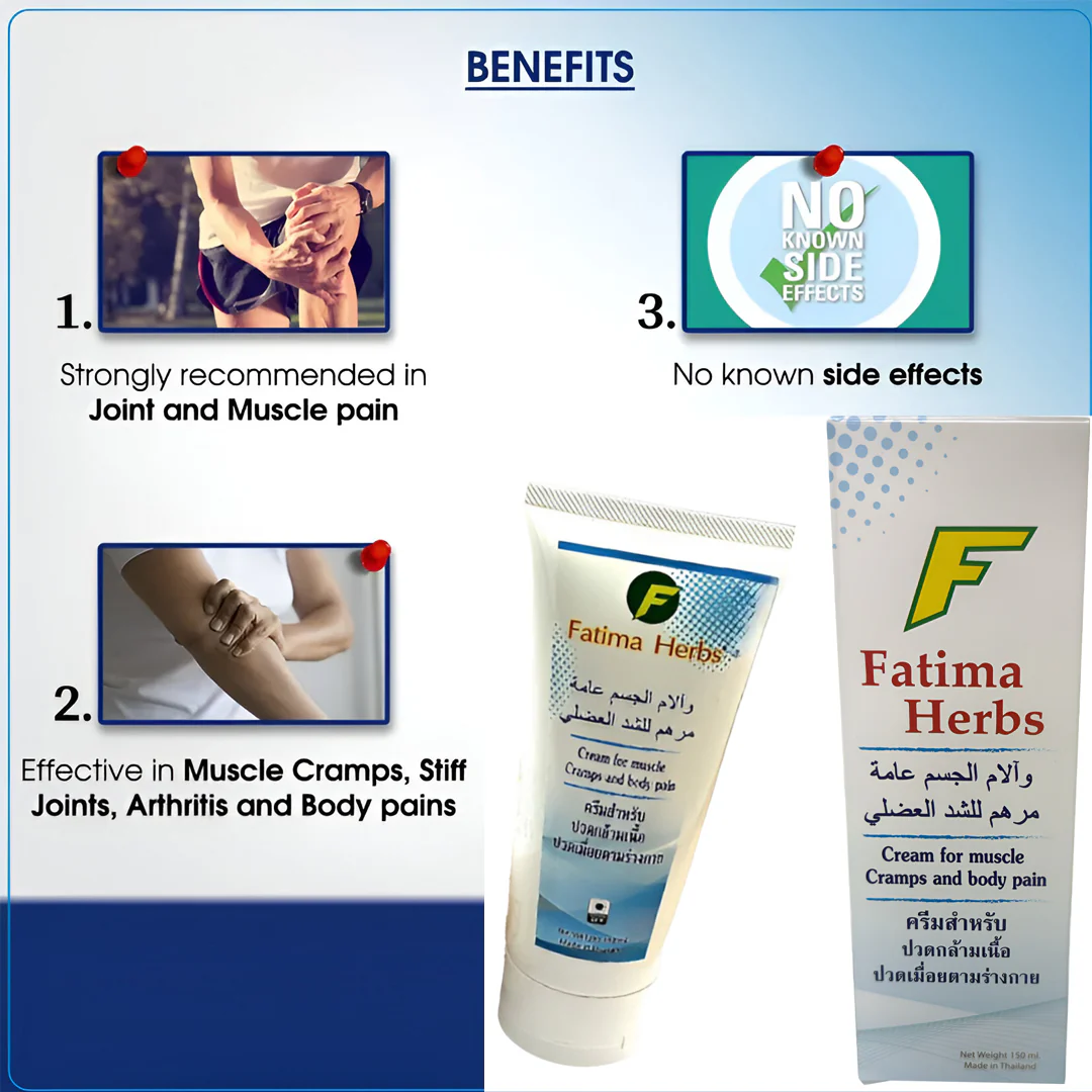 Fatima Herbs Cream for Muscle Cramps & Body Pain - 150ml - Image 3