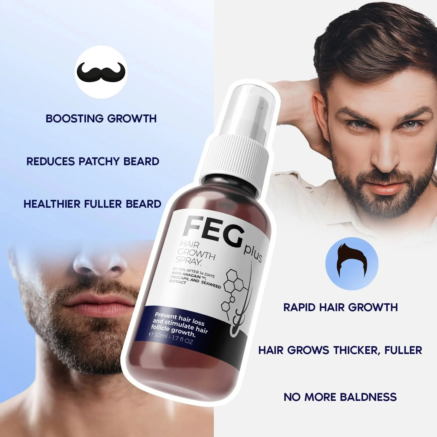 FEG Plus Hair Growth Spray – 50ml - Image 3