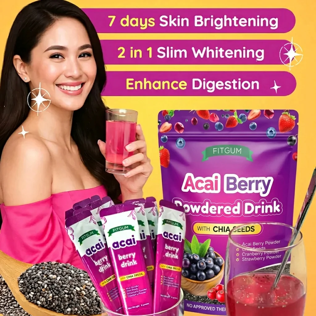 Fitgum Acai Berry Powdered Drink with Chia Seeds – 40g (3 Pcs Combo) - Image 10