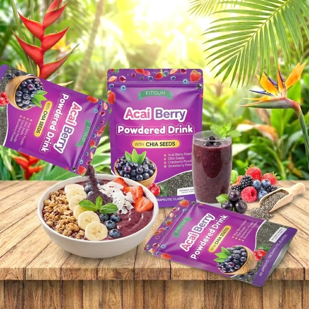 Fitgum Acai Berry Powdered Drink with Chia Seeds – 40g (3 Pcs Combo) - Image 12