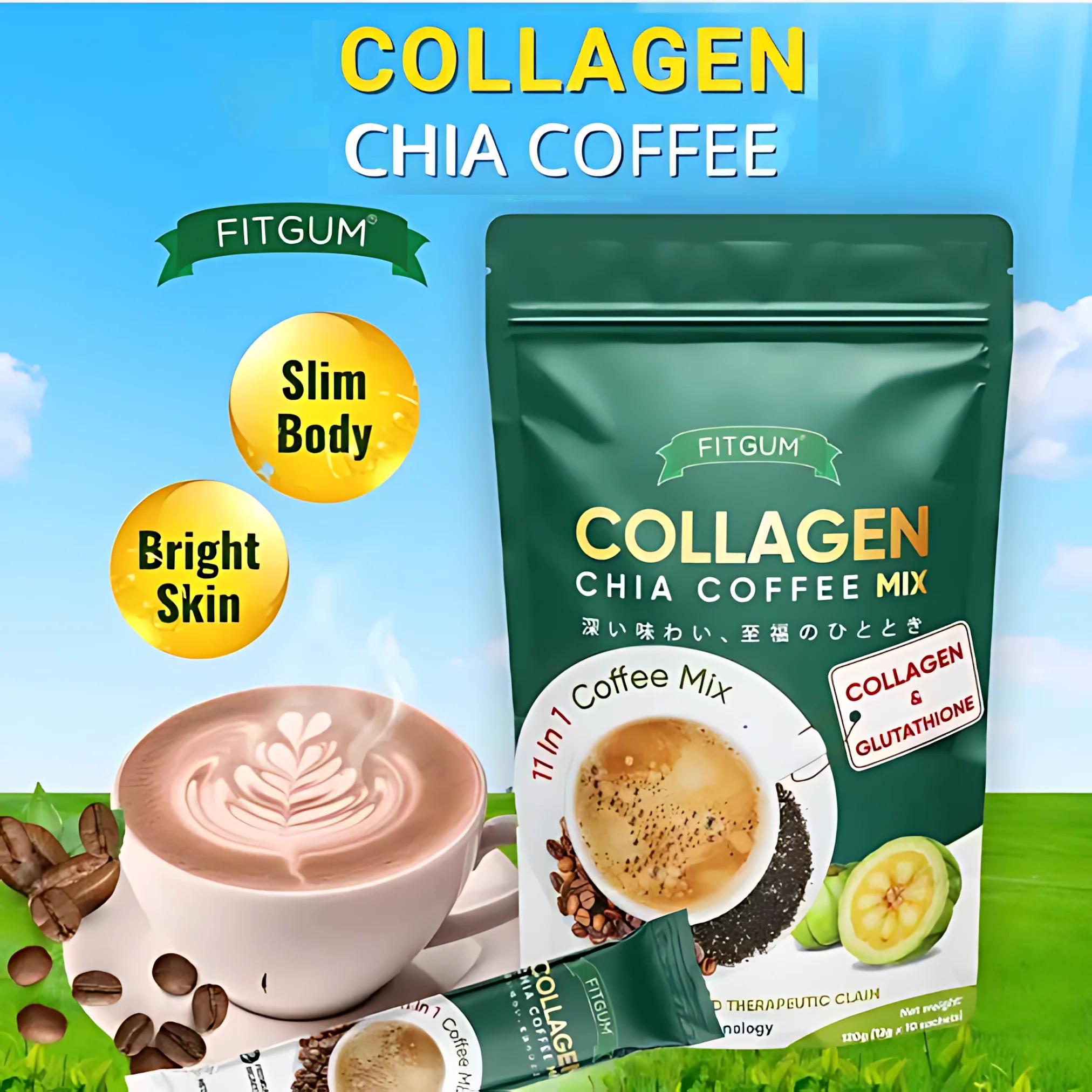 Fitgum Collagen Chia 11-in-1 Shape Coffee Mix - 5 Pcs Combo Pack - Image 14