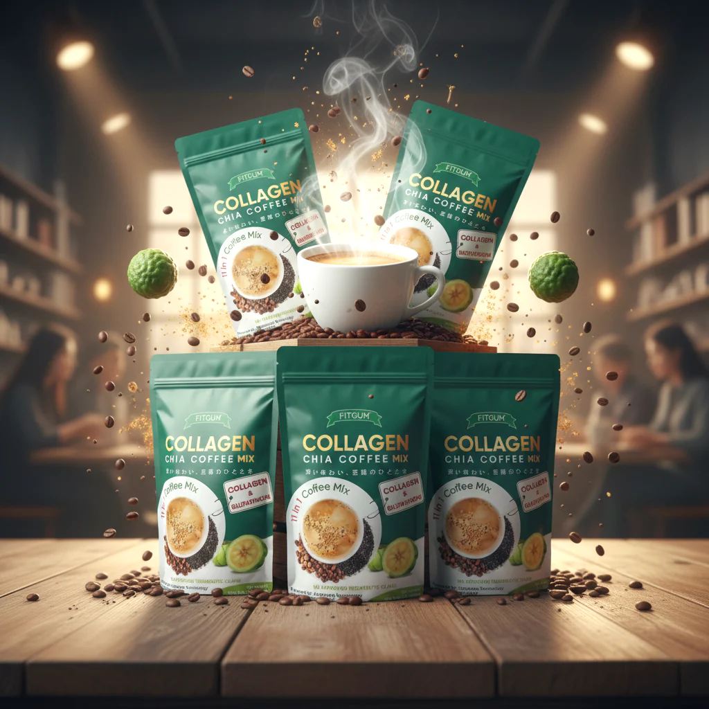 Fitgum Collagen Chia 11-in-1 Shape Coffee Mix - 5 Pcs Combo Pack - Image 2