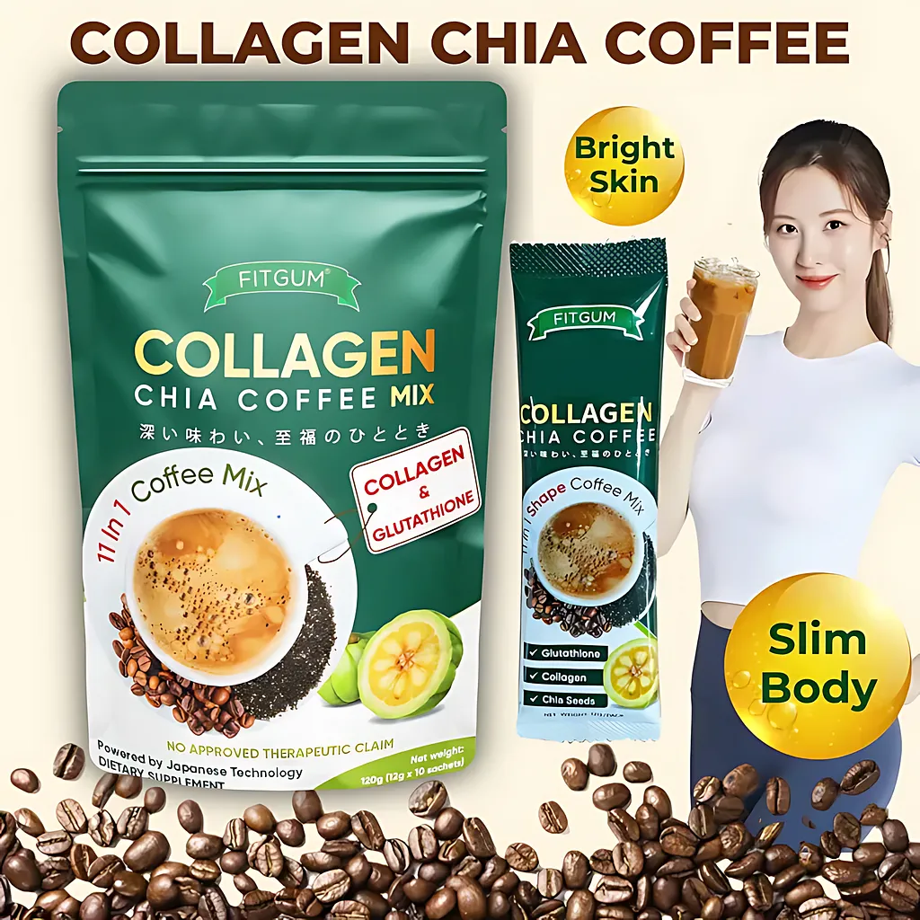 Fitgum Collagen Chia 11-in-1 Shape Coffee Mix - 5 Pcs Combo Pack - Image 9