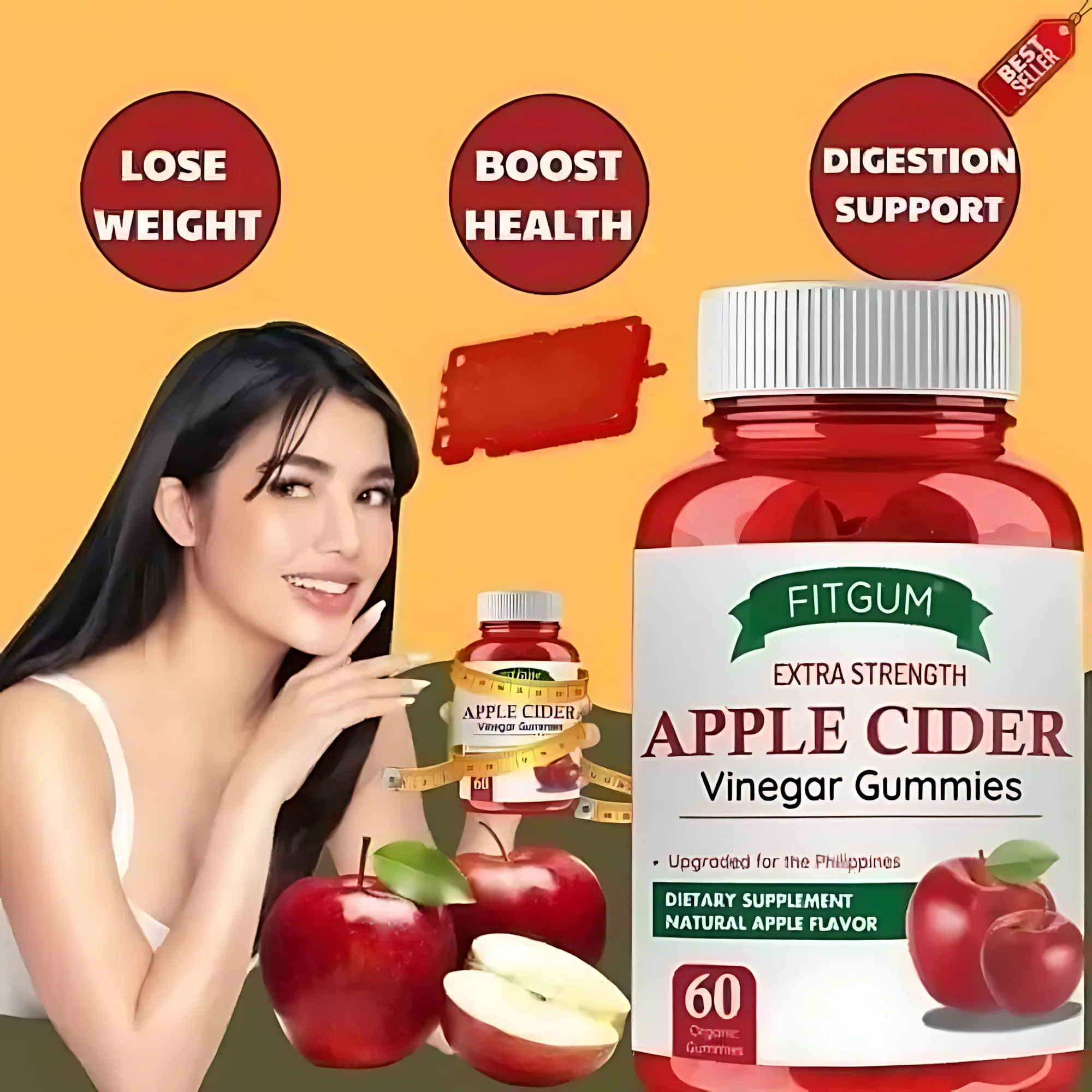 Fitgum Extra Strength Apple Cider Vinegar Gummies – 60 Organic Gummies - Image 10