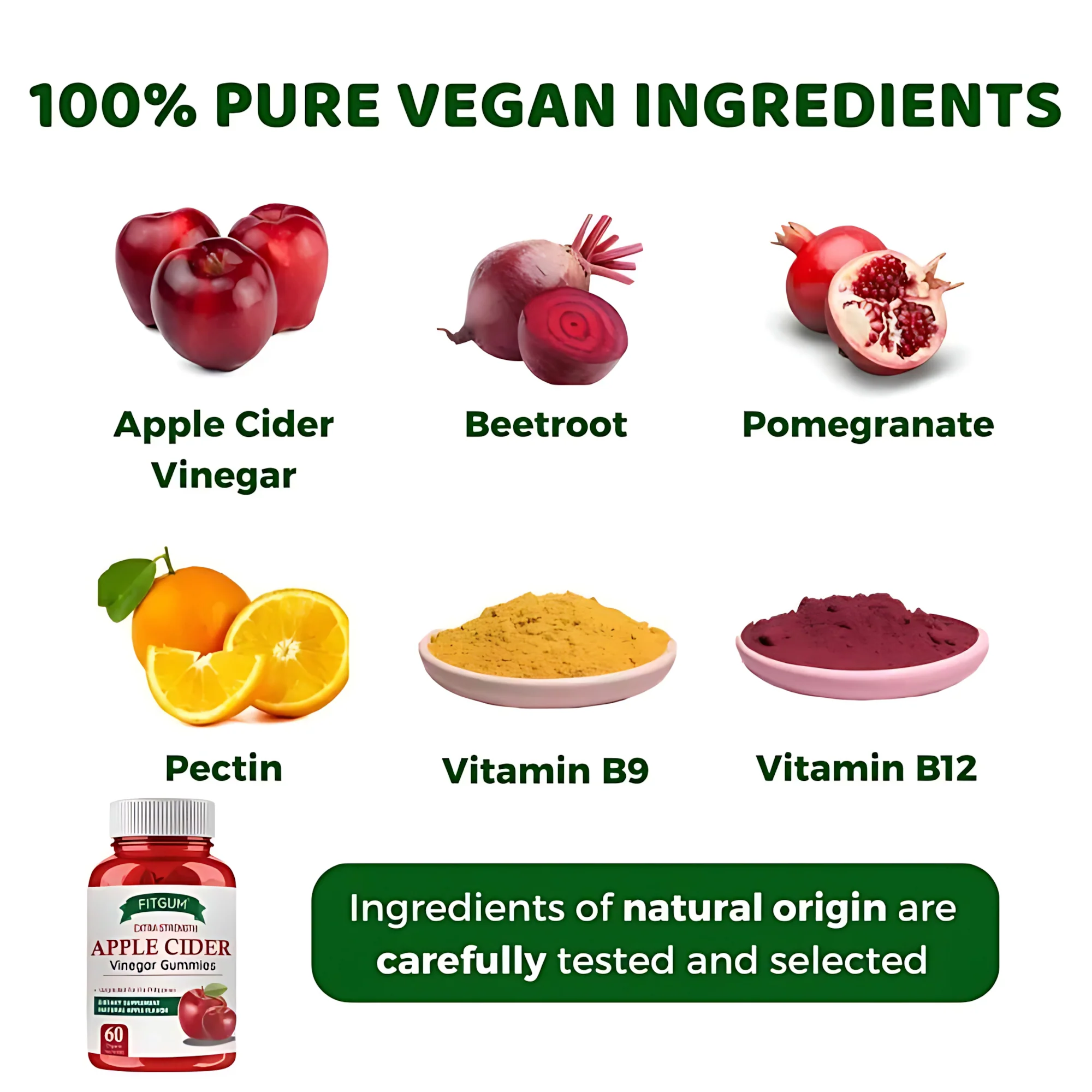 Fitgum Extra Strength Apple Cider Vinegar Gummies – 60 Organic Gummies - Image 3
