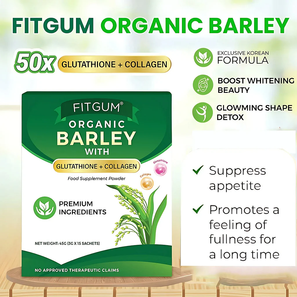 Fitgum Organic Barley Weight Loss Detox Powder – 45g (15 x 3g Sachets) - Image 2