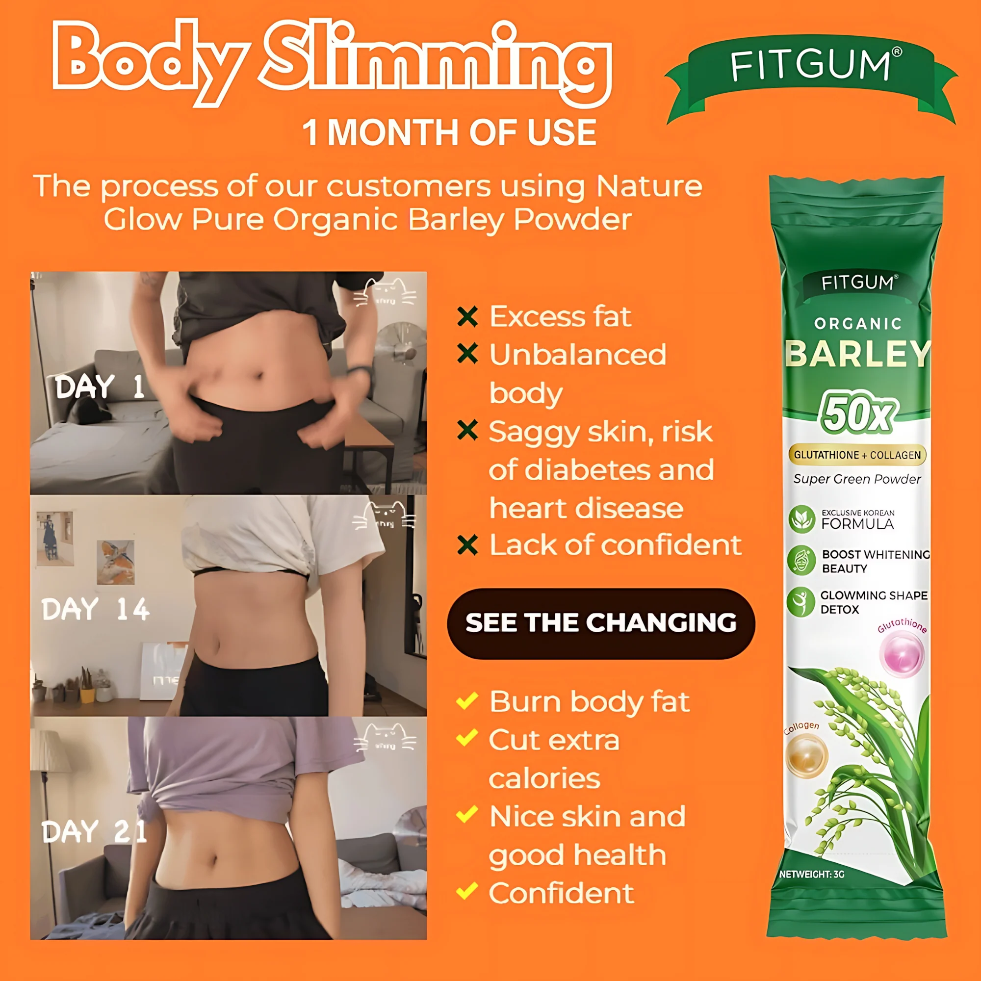 Fitgum Organic Barley Weight Loss Detox Powder – 45g (15 x 3g Sachets) - Image 6