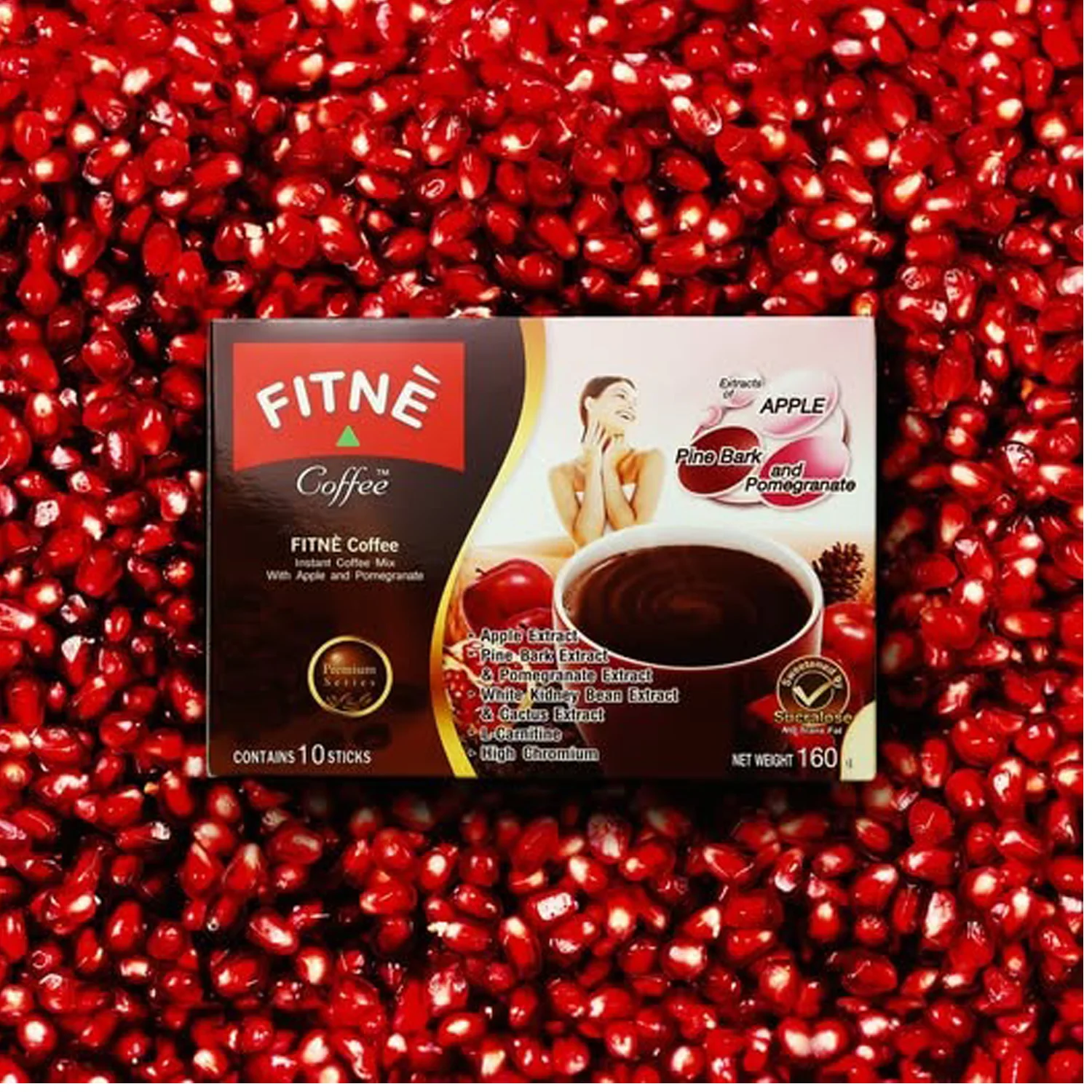 FITNE Premium Instant Coffee Mix – Apple, Pomegranate & L-Carnitine - 15gm × 10 Sachets - Image 2