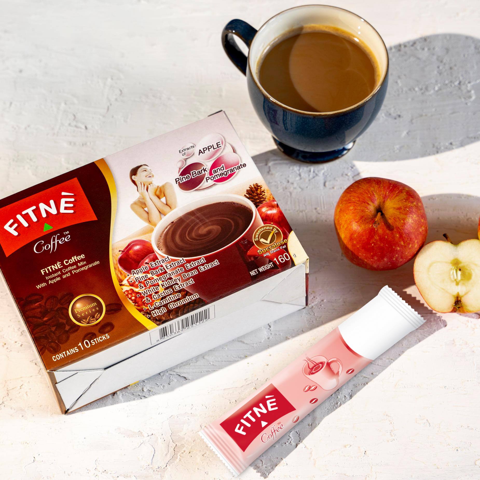 FITNE Premium Instant Coffee Mix – Apple, Pomegranate & L-Carnitine - 15gm × 10 Sachets - Image 3