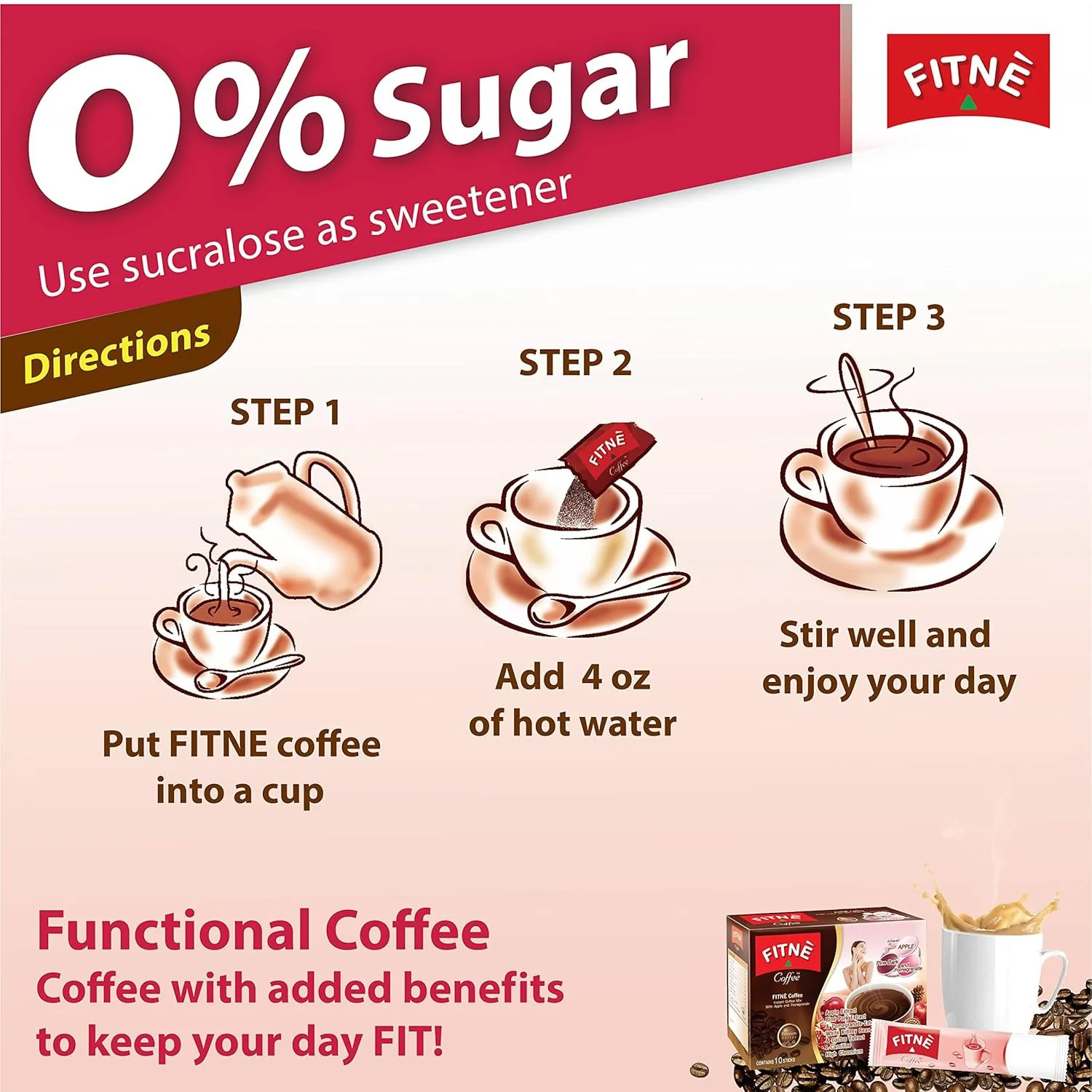 FITNE Premium Instant Coffee Mix – Apple, Pomegranate & L-Carnitine - 15gm × 10 Sachets - Image 6