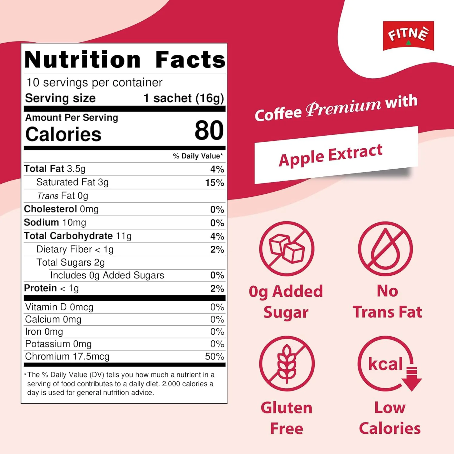 FITNE Premium Instant Coffee Mix – Apple, Pomegranate & L-Carnitine - 15gm × 10 Sachets - Image 7