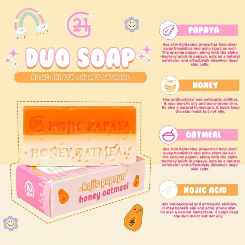 G21 Kojic Papaya Honey Oatmeal Duo Soap - 150g - Image 3