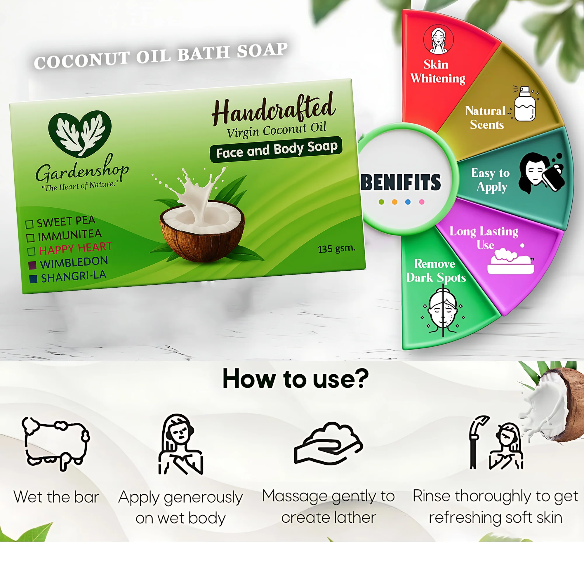 GardenShop Handcrafted Virgin Coconut Oil Face & Body Soap – 135g (Happy Heart) - Image 10